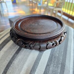 Antique Chinese Carved Hardwood Base Stand 20th Century Mahogany Teak